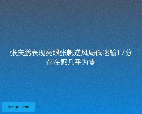 张庆鹏表现亮眼张帆逆风局低迷输17分存在感几乎为零